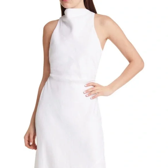 Reformation | Dresses | Reformation White Mock Neck Linen Maxi Dress Open  Back Bridal Engagement | Poshmark